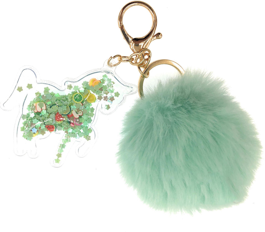 Mint green pom pom keyring sale