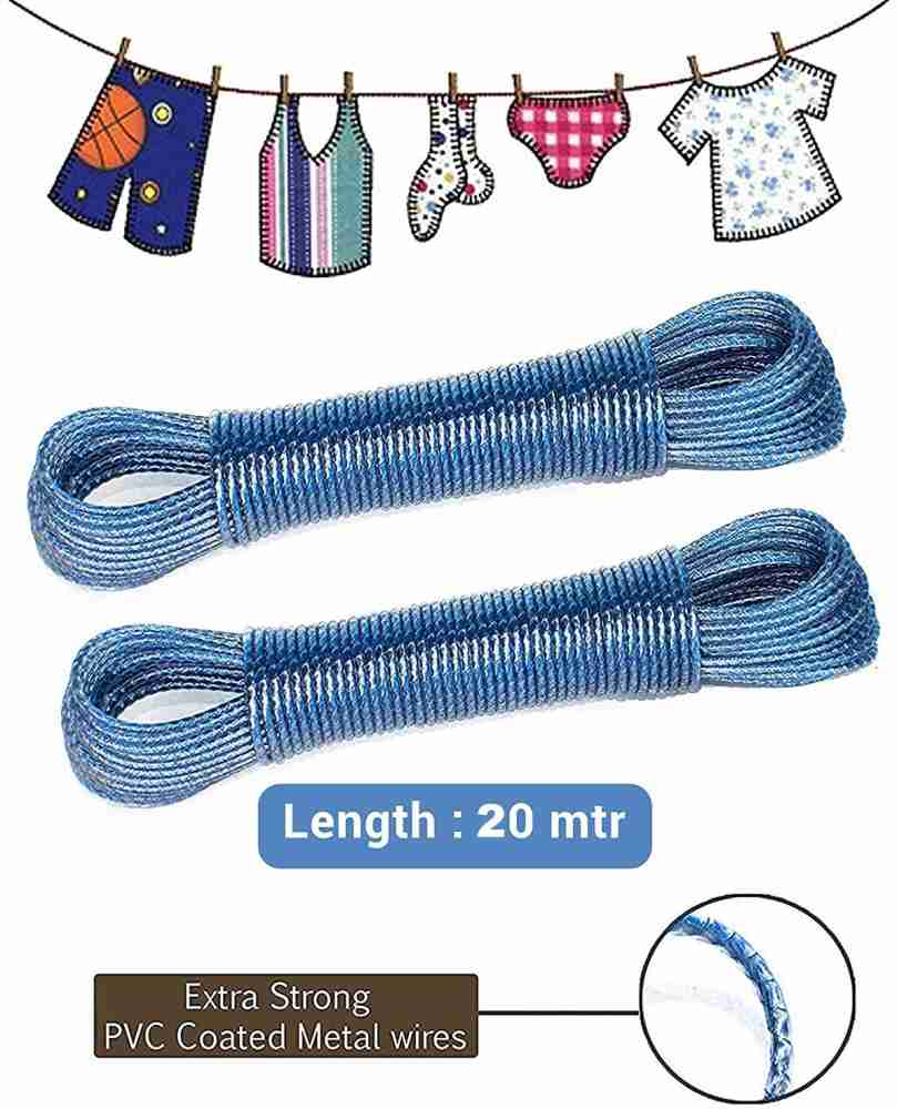 Crozier Nylon Braided Cotton Rope (20 m, Multicolour) - Pack of 3