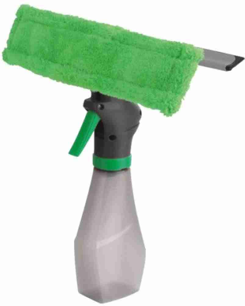 Glass Wiper With Spray Bottle And Window Cleaner Brush - Green