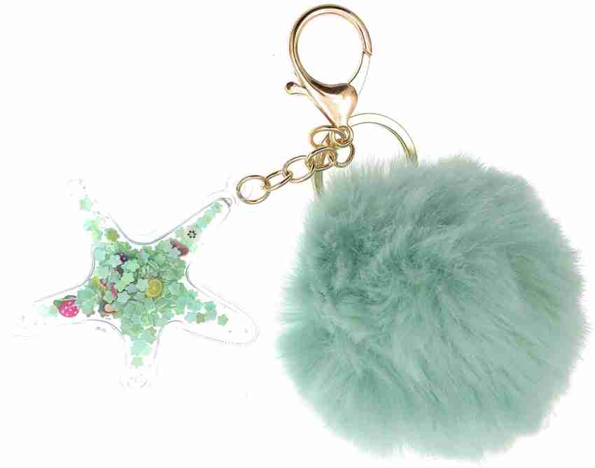 Mint green cheap pom pom keyring