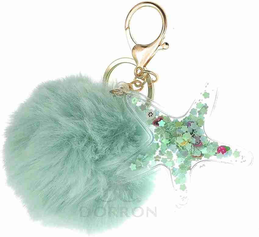 Mint green pom outlet pom keyring