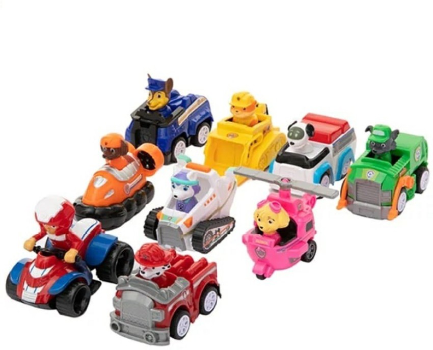 The Simplifiers Paw Patrol Dogs Racer Pups Figure Set of 9 Pieces with Vehicles No Box