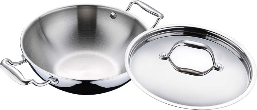 Buy Bergner Stainless Steel Kadai - 20 cm, with Lid, Handle