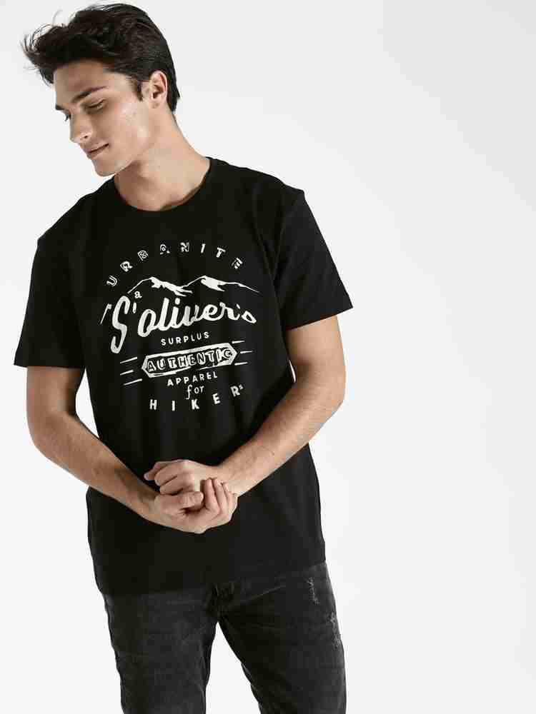 s.Oliver Printed Men Round Neck Black T-Shirt - Buy s.Oliver