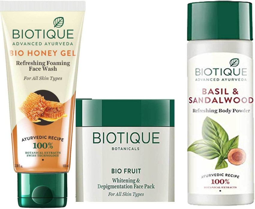 BIOTIQUE EverGreen Skin Care Pack Bio Honey Face Wash 200ml Bio