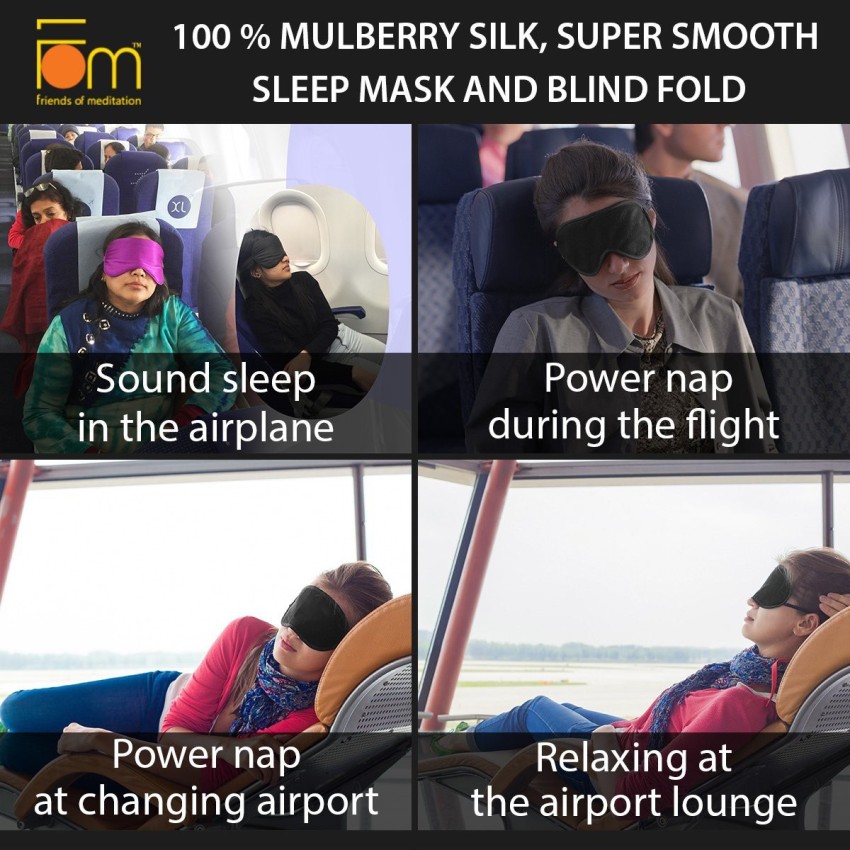 100% Mulberry Silk Sleep Mask Eye Mask, Super Smooth for Blind Fold (Black)