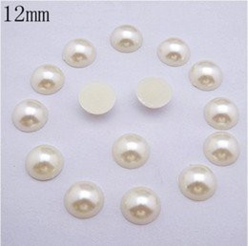 Crafts Haveli Pearl Beads Half Cut, White (12Mm Diameter, Set Of 200 Beads)  - Pearl Beads Half Cut, White (12Mm Diameter, Set Of 200 Beads) . shop for  Crafts Haveli products in India.