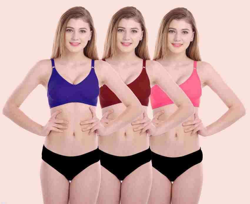 Femzy Cotton Multicolor Full Cup Non-Padded Feeding Bra Combo