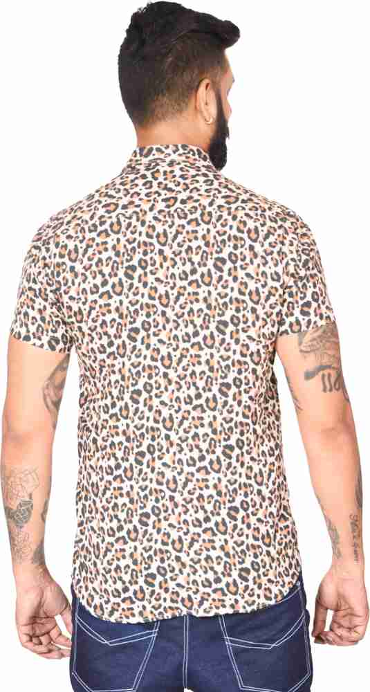 Men Animal Print Slim Fit Shirt with Patch Pocket