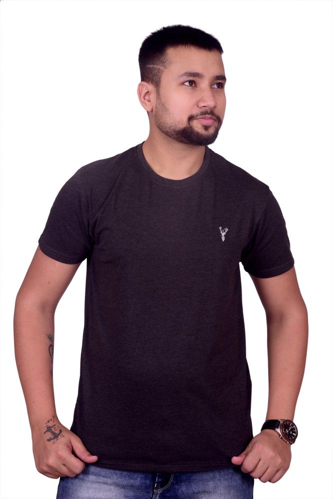 PRORIDERS Solid Men Round Neck Black T-Shirt - Buy PRORIDERS Solid