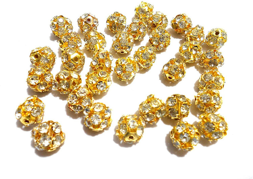 Excellentcrafts Gold Small Stone Beads Balls for Silk Thread Jewellery Making Gold Small Stone Beads Balls for Silk Thread Jewellery Making Buy Shiny Gold Base with studed Zircon Stone toys in India
