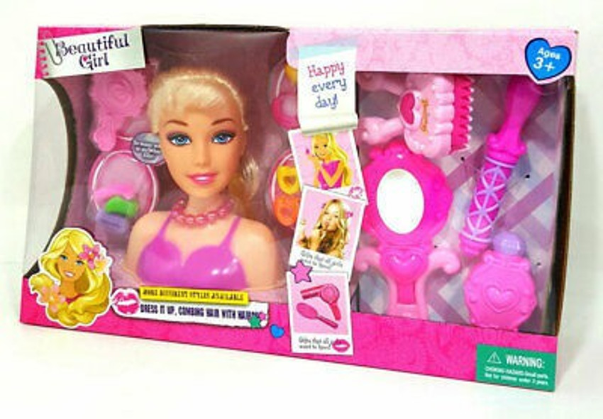 Giant barbie head styling doll makeup sales cosmetic set