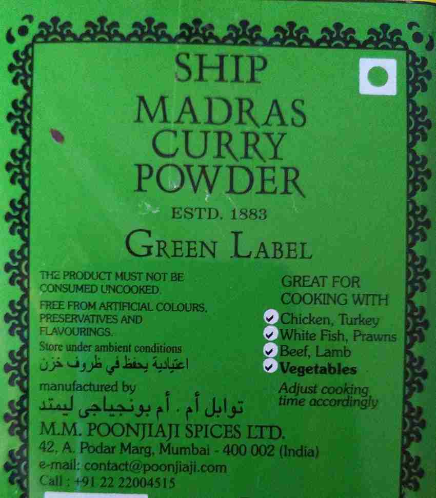 Spices Ltd Poonjiaji Madras Curry Powder Green Label Ship
