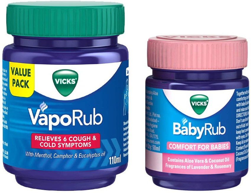 VICKS VapoRub RELIEVES 6 COLD SYMPTOMS 110ml BabyRub COMFORT FOR