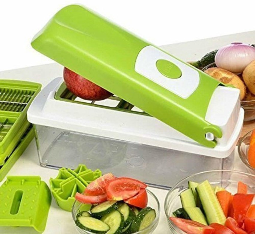 12 in 1 Slicer Vegetable Cutter Chopper Fruit & Vegetable Copper wuth 12  Slicer Food-Chopper Multi-Cutter Plastic 12-in-1 Jumbo Manual Vegetable  Grater Chipser Chopper, Slicer, Cutter and Dicer with 12 Stainless Steel