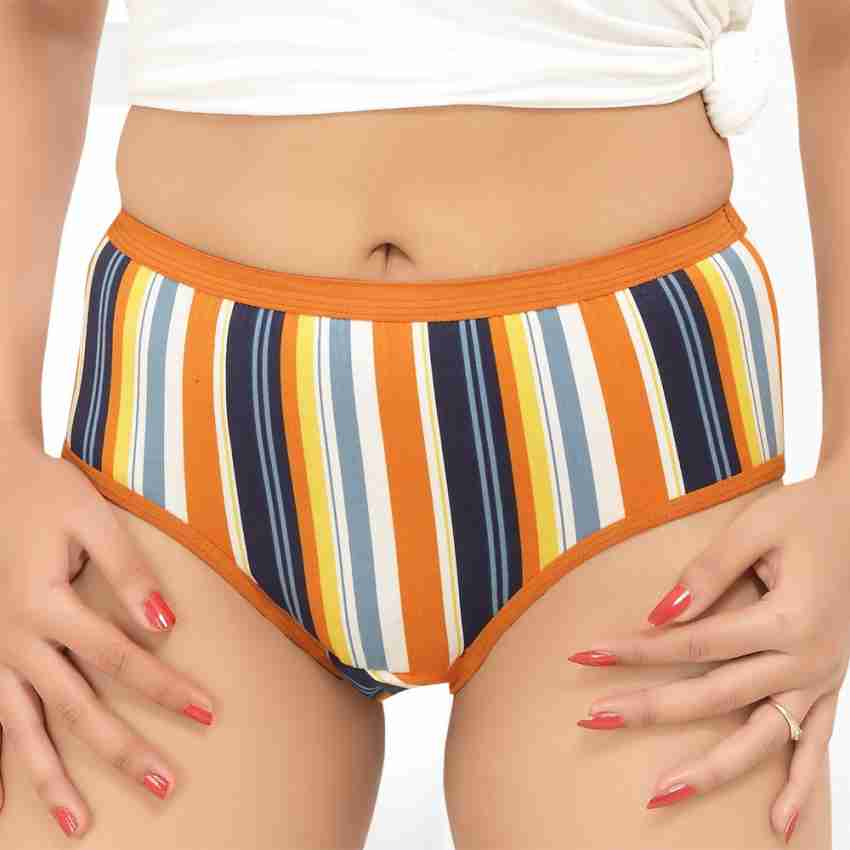 Buy Softline Multicolor Striped 100% Cotton Bikini Panty Online at