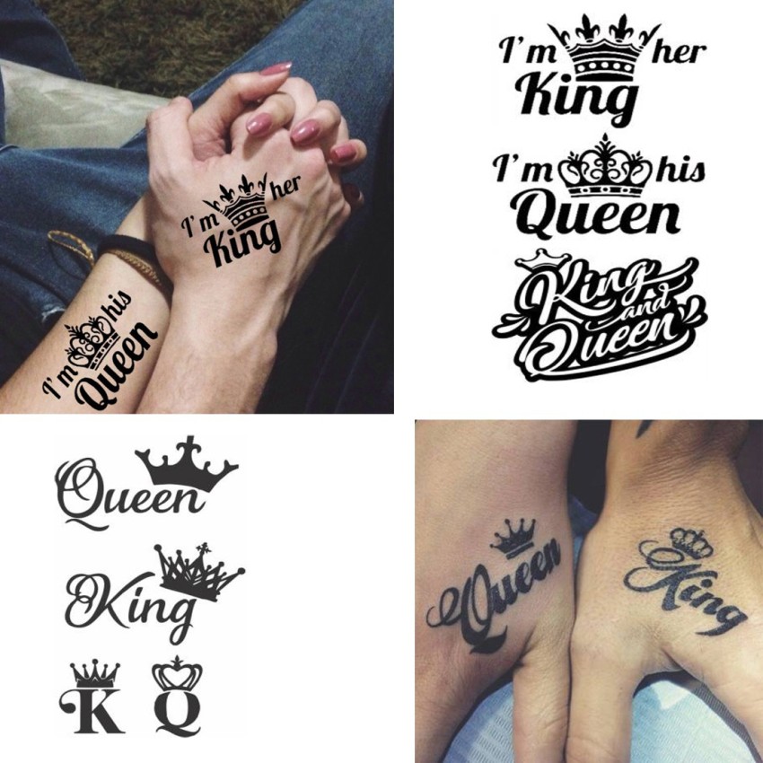 Queen King Crown Tattoo Stickers Temporary Tattoos Couple