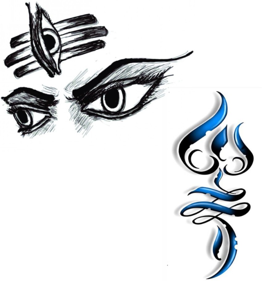 Voorkoms Maa With Lord Shiva Eye Trishul Temporary Body Tattoo Waterproof  For Girls Men Women Beautiful  Popular Water Transfer Size 11CM x 6CM   1Pcs  Amazonin Beauty