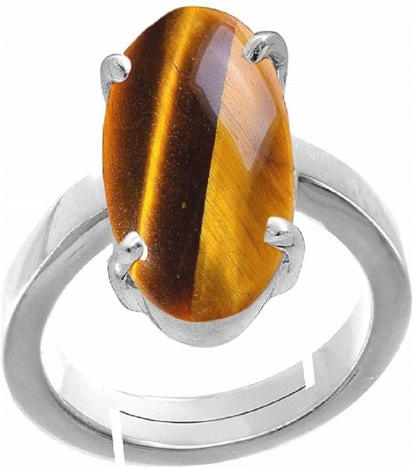 KUNDLI GEMS Tiger s eye Ring Natural Stone Original Stone Unheated Untreated stone Certified Astrological Purpose for unisex Stone Quartz Silver Plated Ring Price in India Buy KUNDLI GEMS Tiger s eye