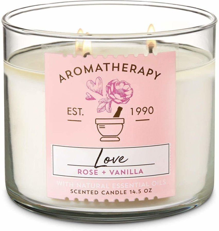 BATH BODY WORKS Aromatherapy Love Rose Vanilla Scented Candle 3