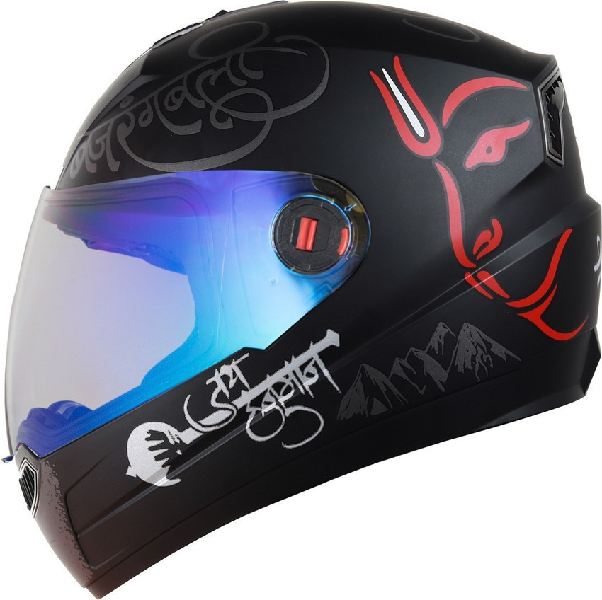 Steelbird SBA 1 Mahavir Red with Night Vision Blue visor Motorbike