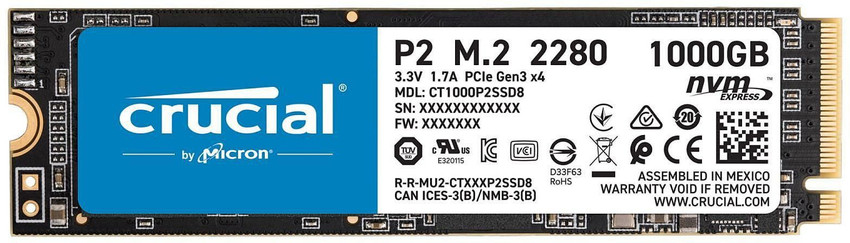 Crucial P2 1 TB Laptop, Desktop Internal Solid State Drive (SSD) (P2 NVMe  CT1000P2SSD8)
