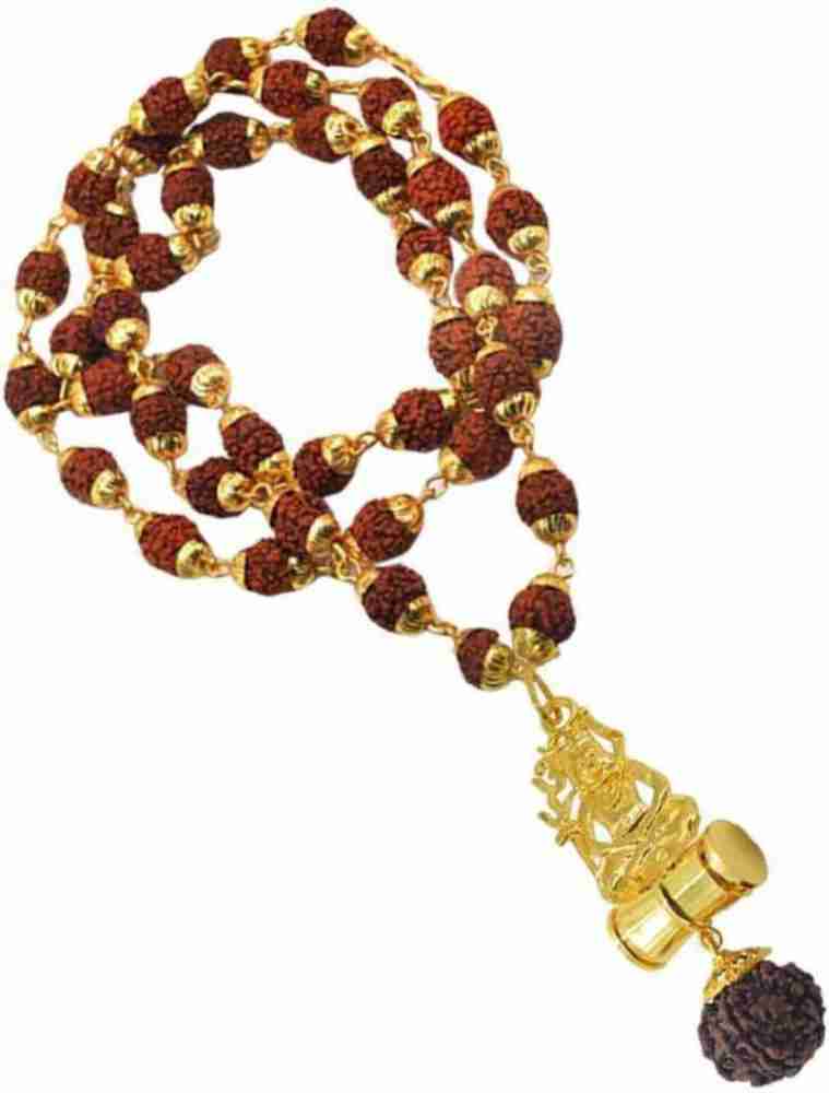 Moksh Spiritual Puchmukhi Rudraksha Mala(8MM 36Beads) Gold-plated Wood  Chain 15g Gold-plated Plated Brass Necklace