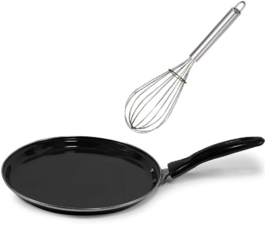 Aluminum Non-Stick Hard-Anodized Roti Tawa Griddle Pan with Riveted Handle  - 25cm, Grey