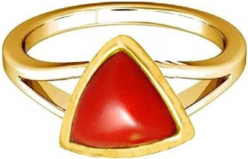 BELIEVER SPA Red Coral Ring Natural Munga Moonga Stone Ring