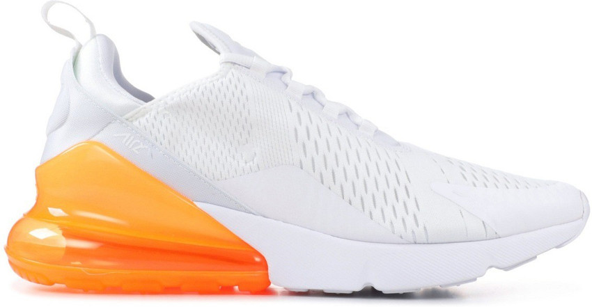 Orange and white running shoes on sale