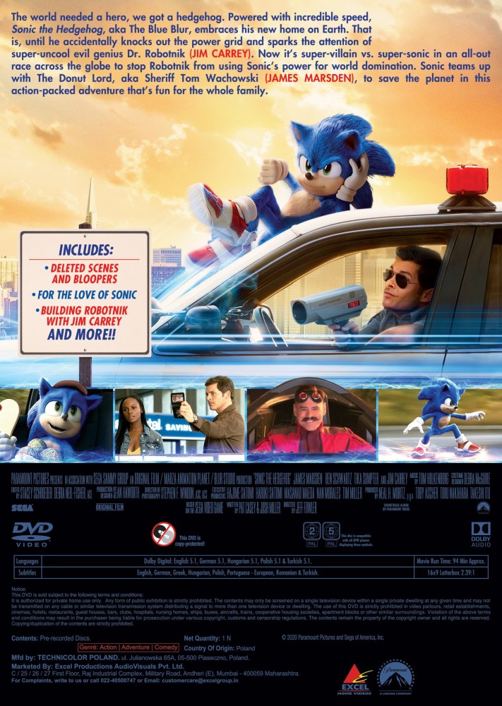 Sonic the Hedgehog Movie DVD