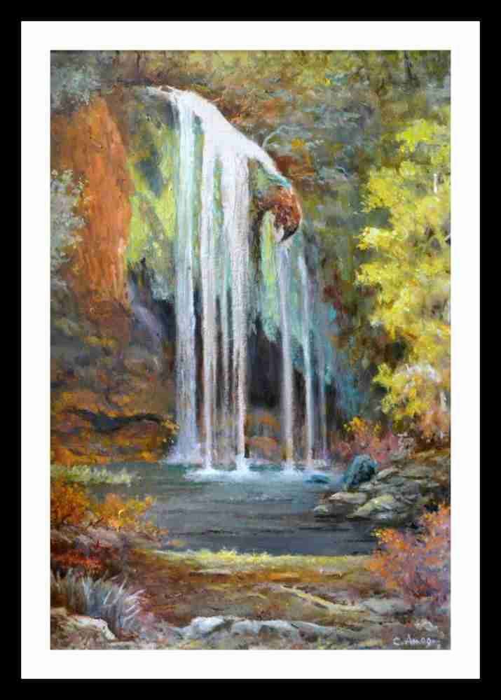 abstract water fountain printed painting 35x25 cm Canvas Art