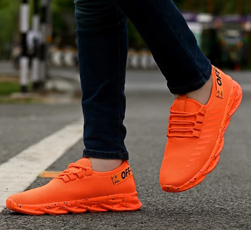 Orange colour sports shoes hot sale