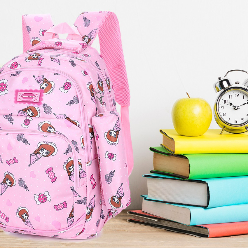 Flipkart Tinytot Pink School Backpack with Pencil Pouch for kids Waterproof School Bag School Bag