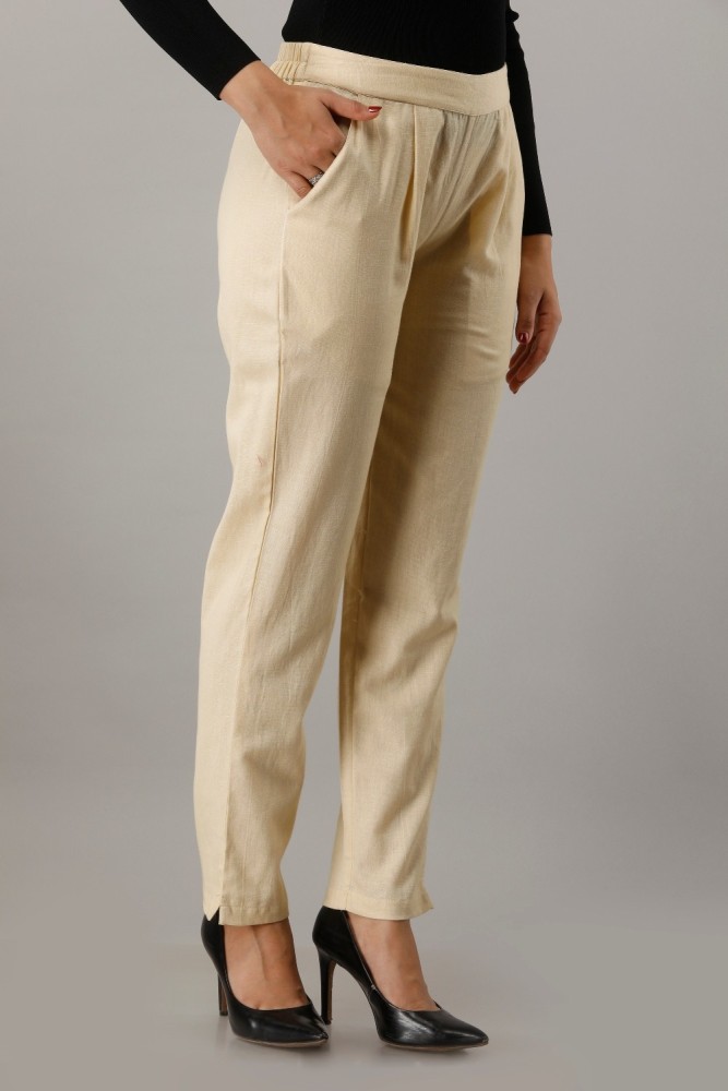 Buy Jaipur Kurti Women Cream Coloured Casual Trousers  Trousers for Women  2339842  Myntra