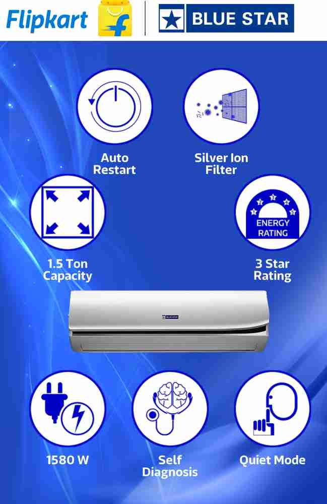 blue star ac 1.5 ton flipkart