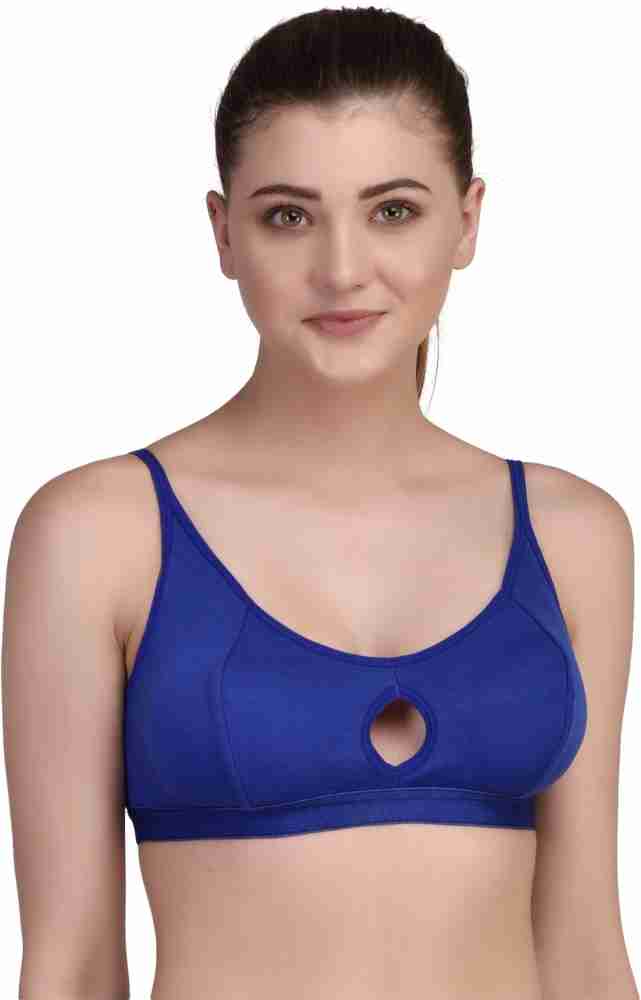 Deevaz Combo of 2 Non-Padded Cotton Rich cross back Sports Bra In Hot-pink  & Blue.