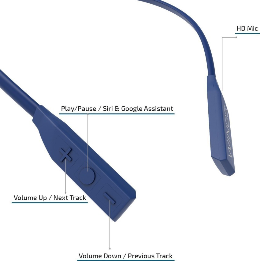 WINGS Glide Neckband with Siri and Google Assistant Bluetooth