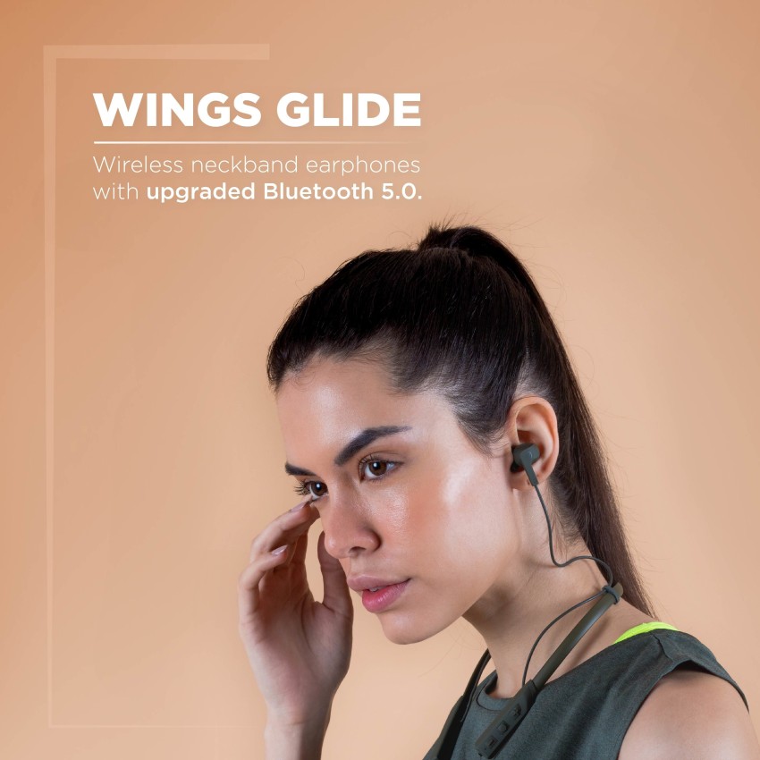 Wings blue glide bluetooth best sale neckband earphone with mic