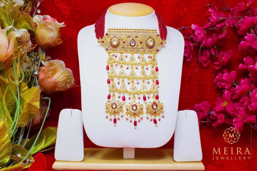 Meira Kundan and Rose Gold Tone Necklace Set