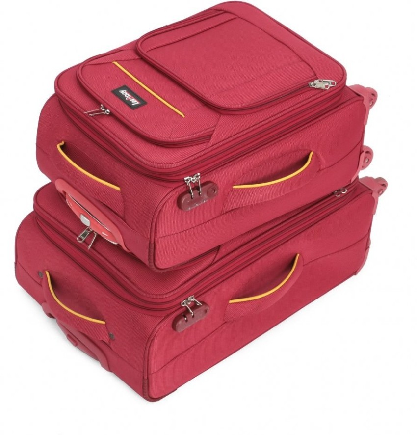 Safari Prisma 55 Cms & 65 Cms Small & Medium Polyester Soft Sided 4 Spinner  Wheels Luggage/Suitcase/Trolley Bag-Red