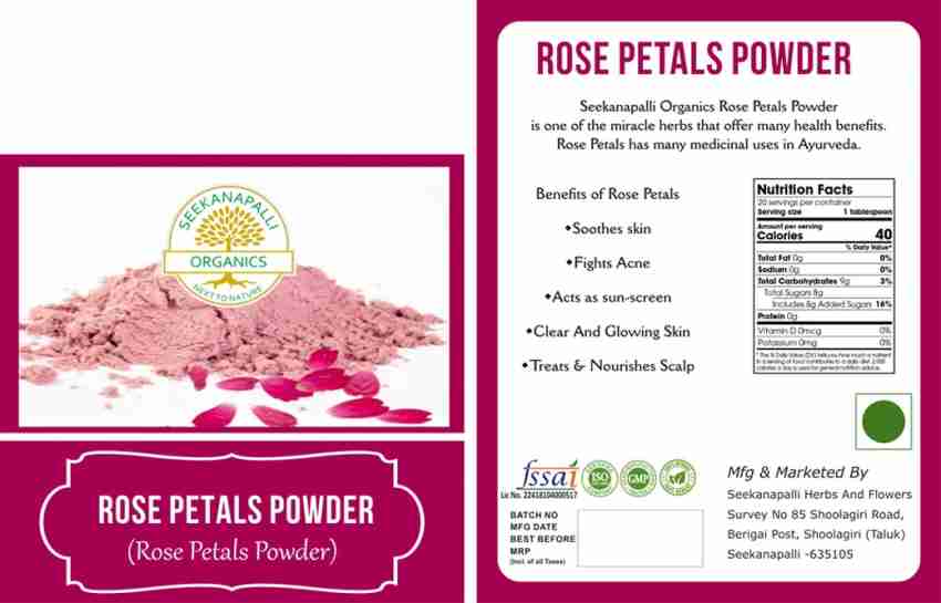 Seekanapalli Rose Petals Powder (500g) Unflavoured Herbal Tea
