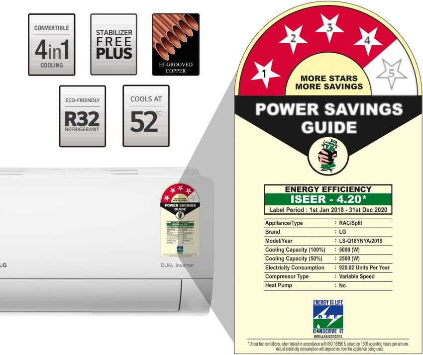 lg dual inverter ac wattage