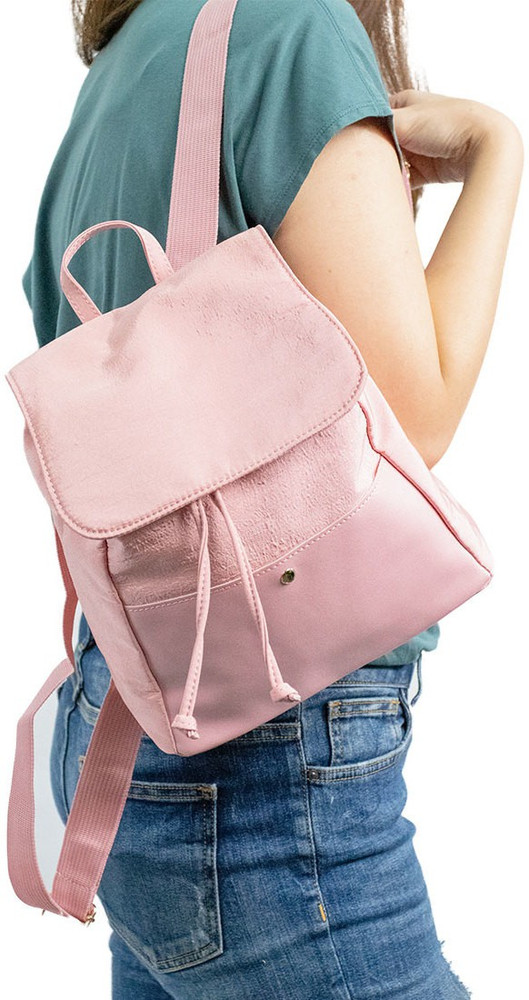 MINISO Simple Backpack with Drawstring Casual Bags for girls women Ladies Pink 7 L Backpack Pink Price in India Flipkart