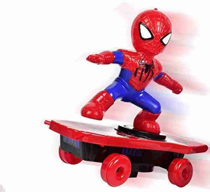 Kidology Spiderman Stunt Skateboard Scooter Electric Rotating