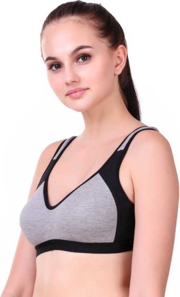  Dchica Plain Black Sports Bra For Teenagers / Modern Innerwear