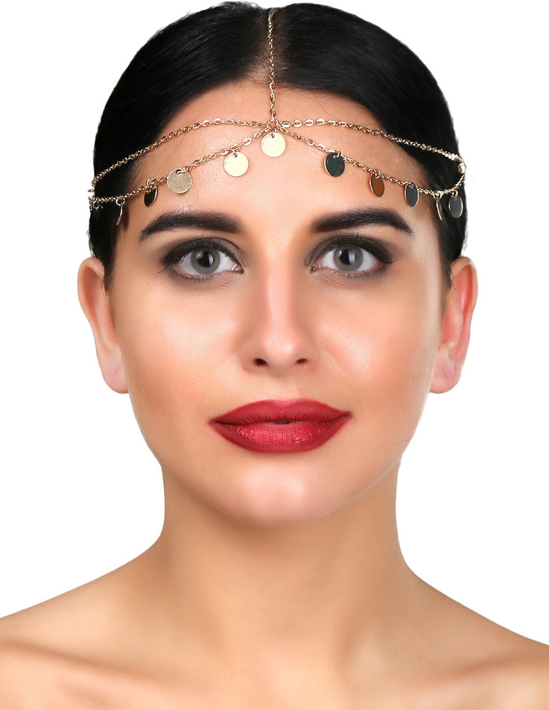 FEMNMAS Antique Golden Designer Coin Tassel Head Chain For Girls Women Party Wear Head Chain Hair Chain Price in India Buy FEMNMAS Antique Golden Designer Coin Tassel Head Chain For