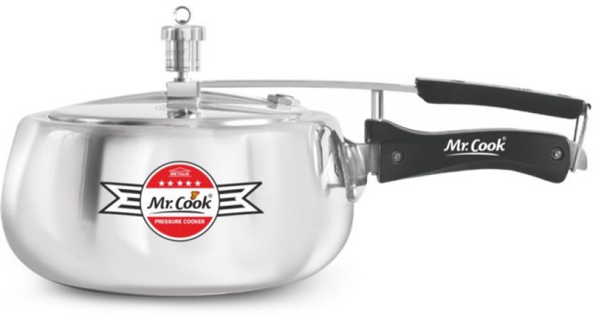 MR COOK By United Metalik Regular Aluminium Non-Induction Pressure Cooker  with Inner Lid, 3 Litres (Silver)