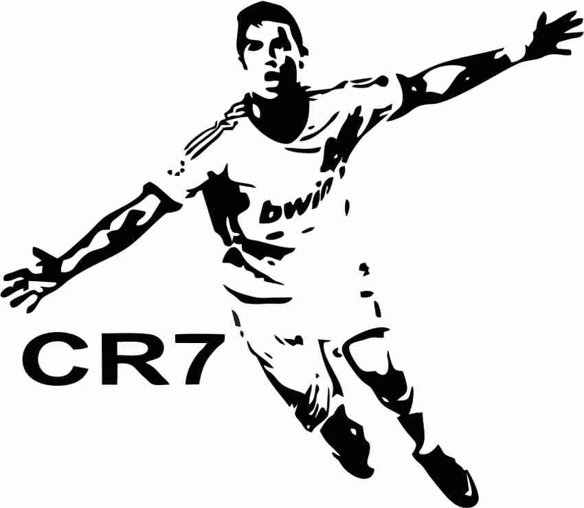Delight Decor 53 cm Black And White Ronaldo Self Adhesive Sticker
