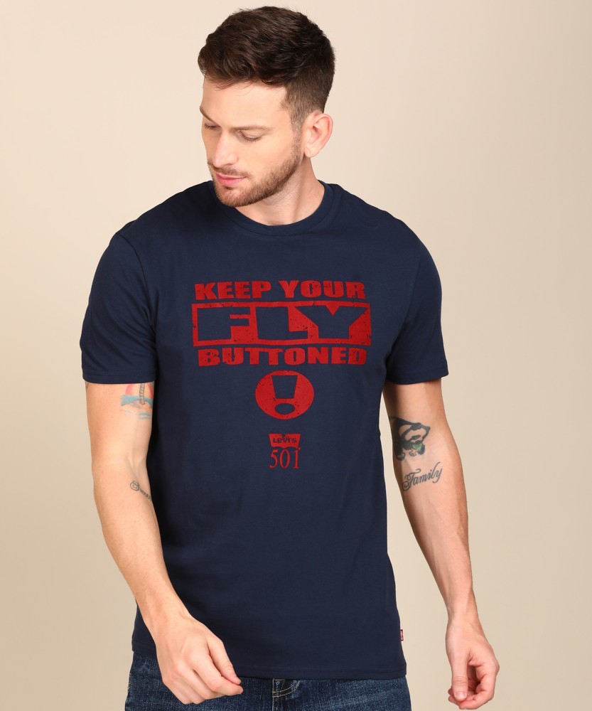 LEVI S Printed Men Round Neck Red Blue T Shirt